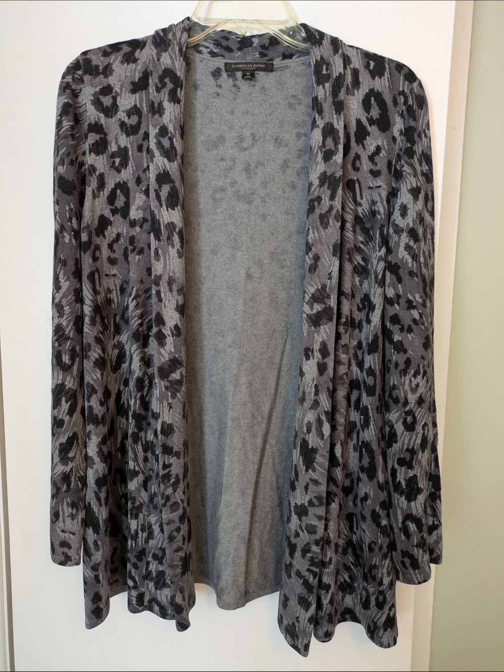 Classiques Entier Gray and Black Leopard-Print Open-Front Cardigan